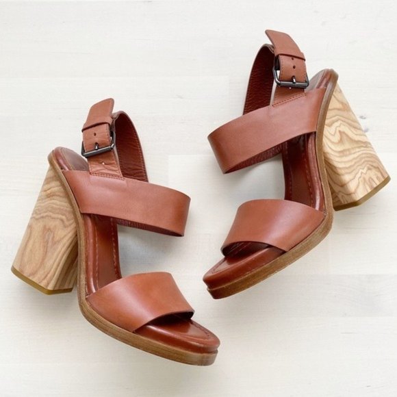 Vince Shoes - Vince Haley Wood Block Heel Leather Sandals